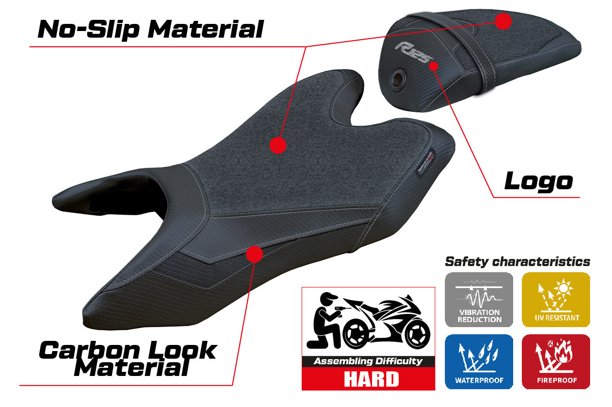 Funda de asiento Yamaha YZF R125 2019-2023 Tappezzeria Italia TPZ Ultragrip en negro