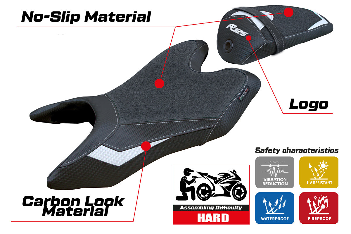 Funda de asiento Yamaha YZF R125 2019-2023 Tappezzeria Italia TPZ Ultragrip en blanco