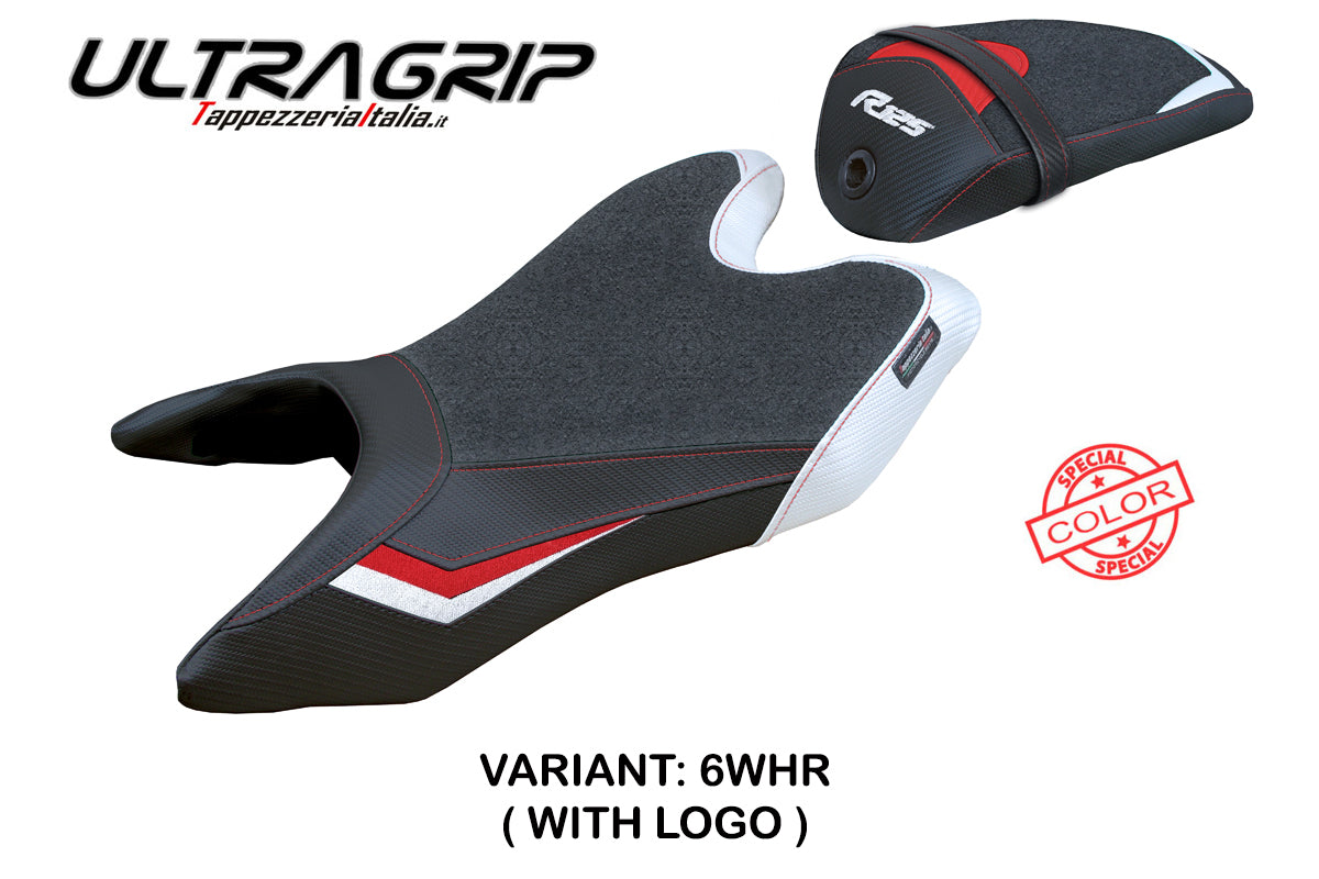 Yamaha YZF R125 2019-2023 Seat Cover Tappezzeria Italia TPZ Ultragrip in White and Red
