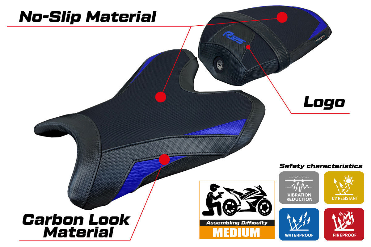Yamaha R125 2024 Seat Cover Tappezzeria Blue Black