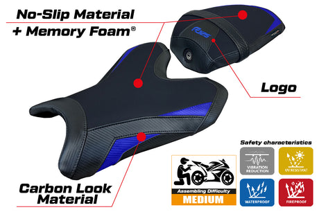 Yamaha R125 2024 Seat Cover Tappezzeria Comfort Blue Black
