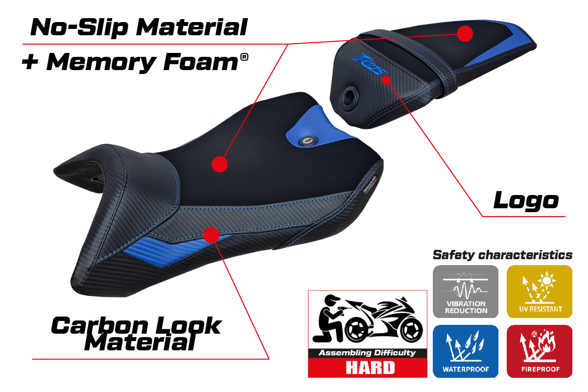 Yamaha YZF R125 2016-2018 Seat Cover Tappezzeria Italia TPZ Comfort in Blue and Black