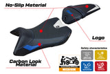 Funda de asiento Yamaha YZF R125 2016-2018 Tappezzeria Italia TPZ Ultragrip en blanco, azul y negro