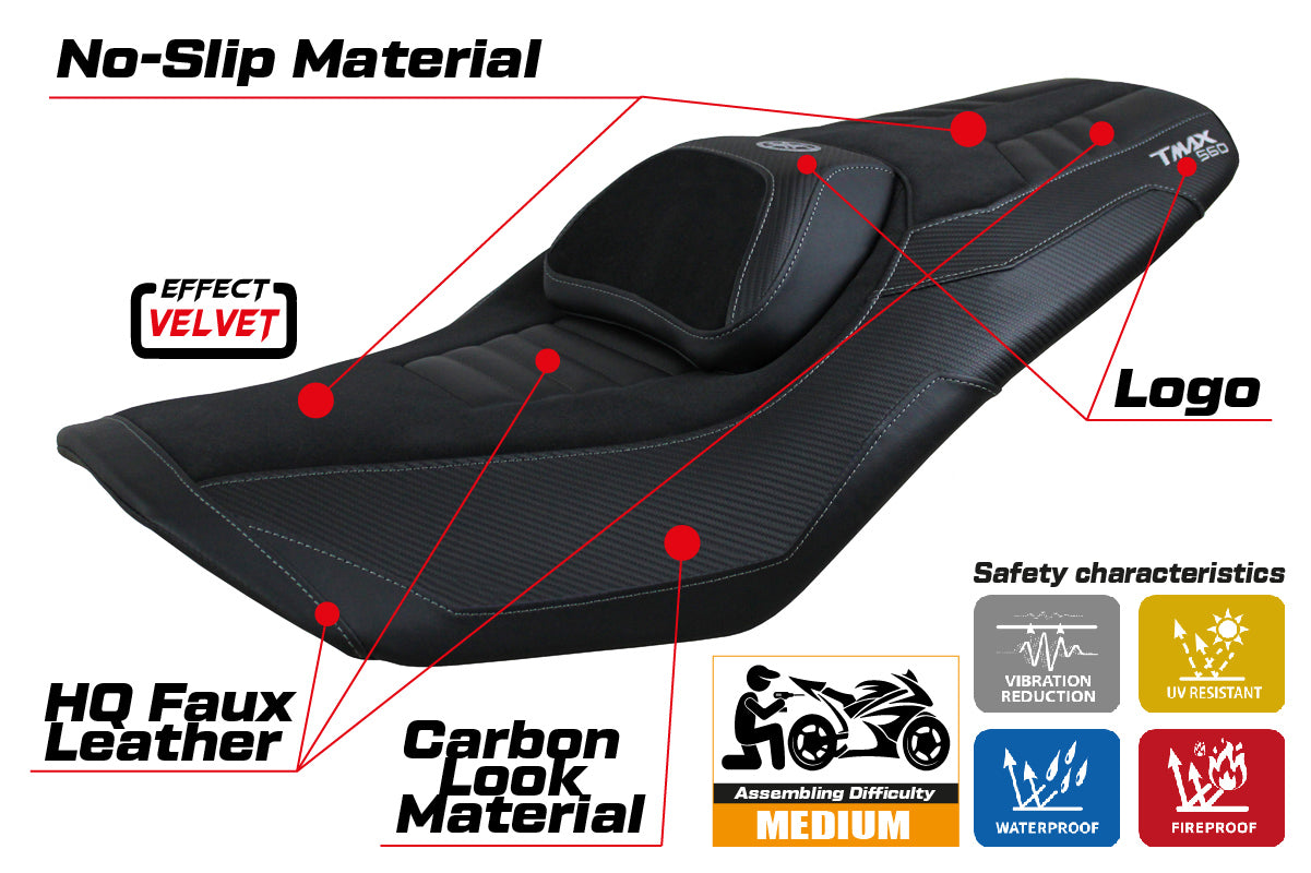 Funda de asiento para Yamaha T-Max 560 2022-2025 Tappezzeria Italia TPZ en negro