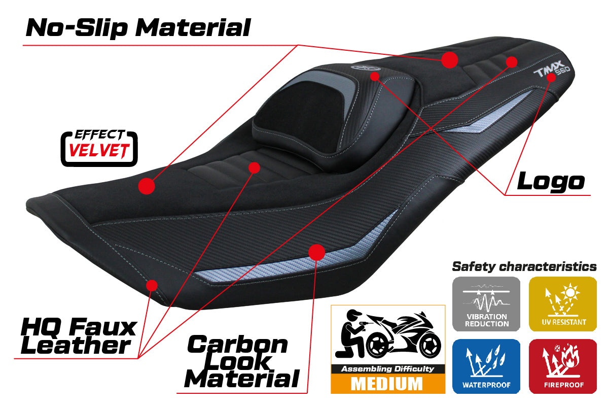 Yamaha T-Max 560 2022-2025 Seat Cover Tappezzeria Italia TPZ in Grey and Black