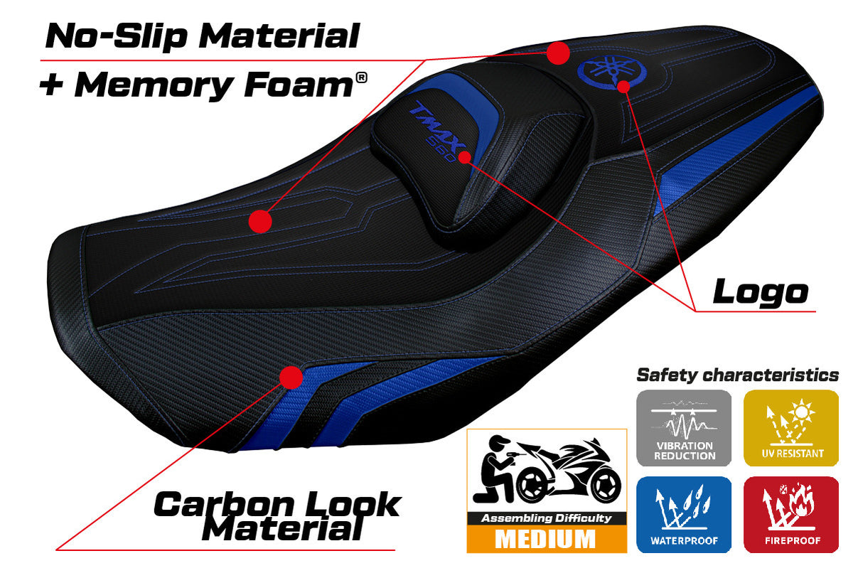 Yamaha T-Max 560 2022-2026 Seat Cover TPZ Italia Comfort Blue Black