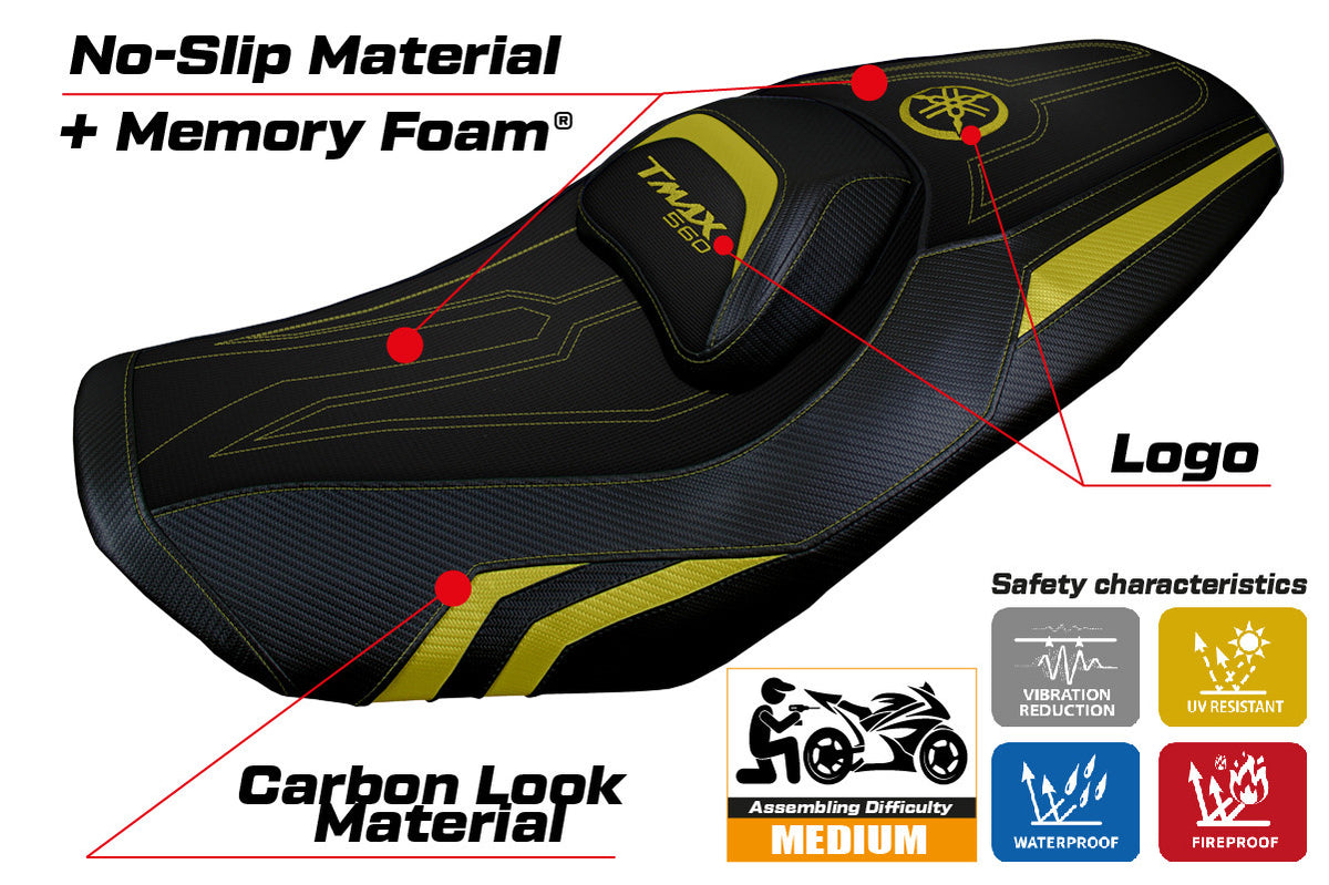Yamaha T-Max 560 2022-2026 Seat Cover TPZ Italia Comfort Yellow Black