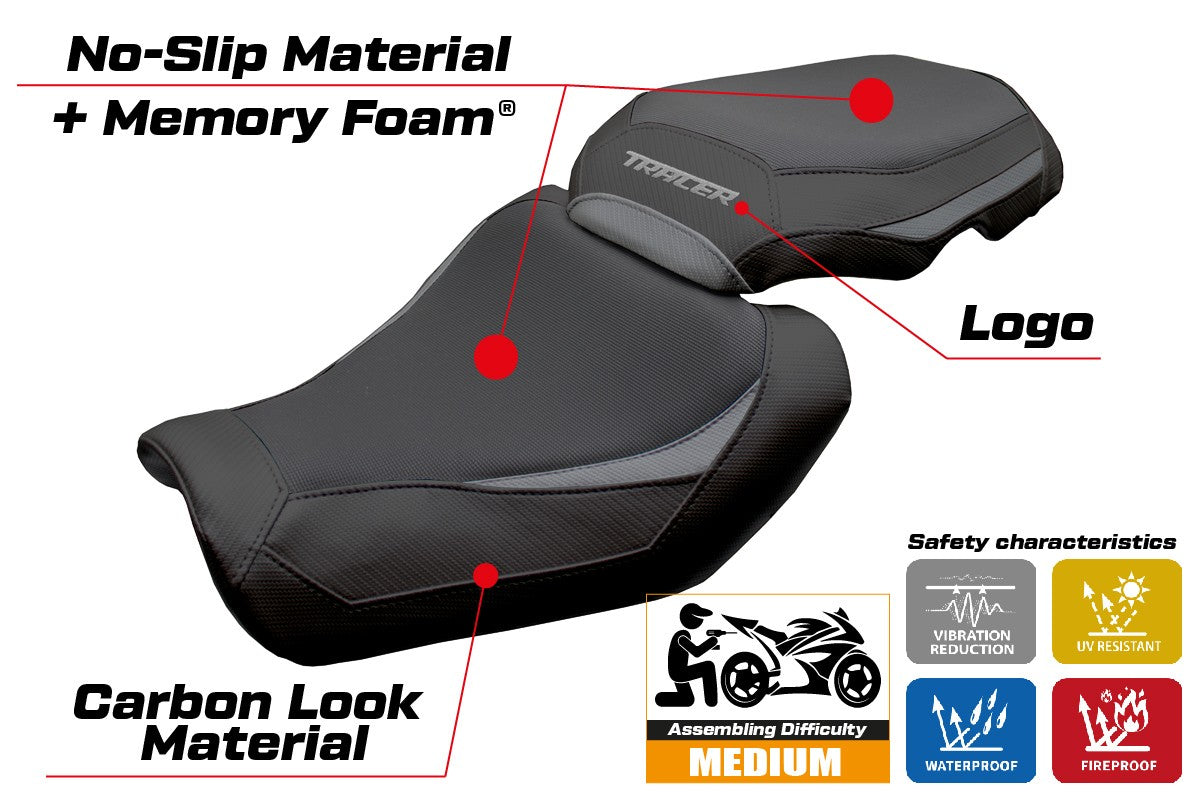 Funda de asiento Yamaha Tracer 9 / 9 GT 2025 Tappezzeria Italia TPZ Comfort Gris Negro