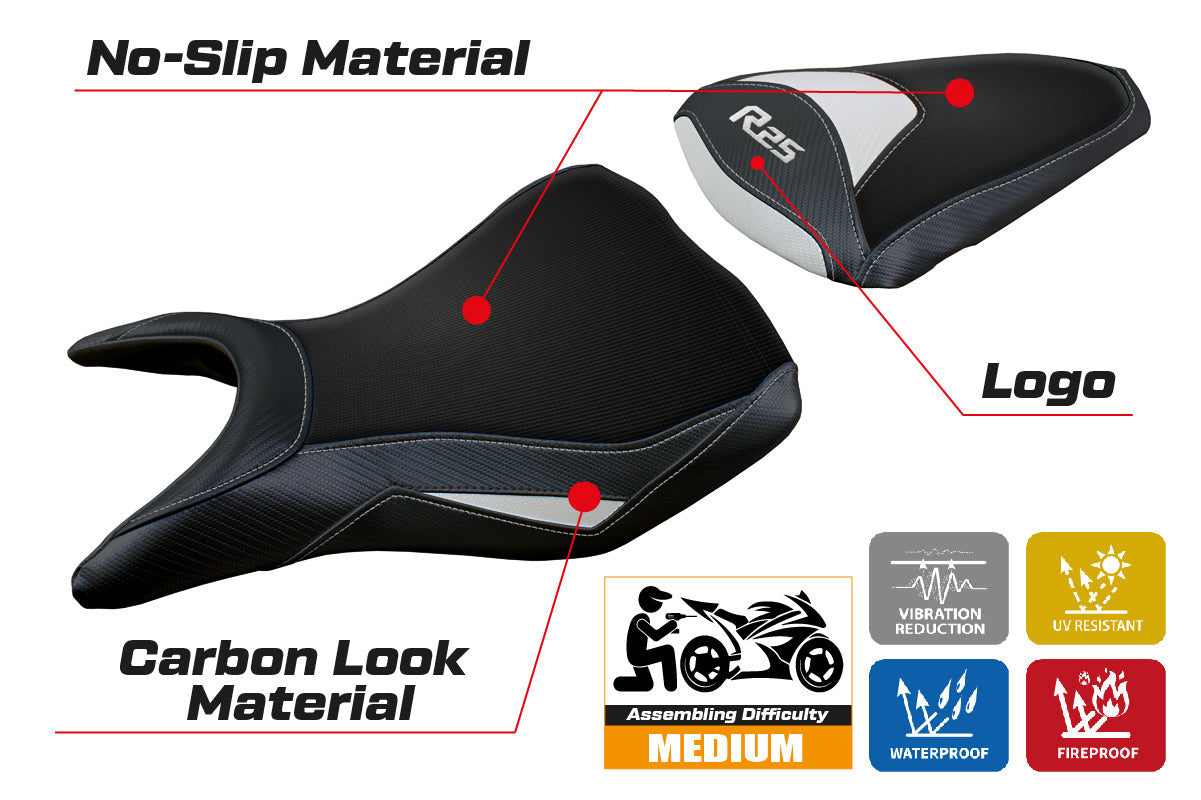 Yamaha YZF R25 2014-2020 Seat Cover Tappezzeria Italia TPZ in White