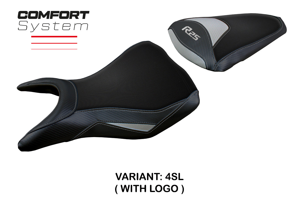 Funda de asiento Yamaha YZF R25 2014-2020 Tappezzeria Italia TPZ Comfort en color plata