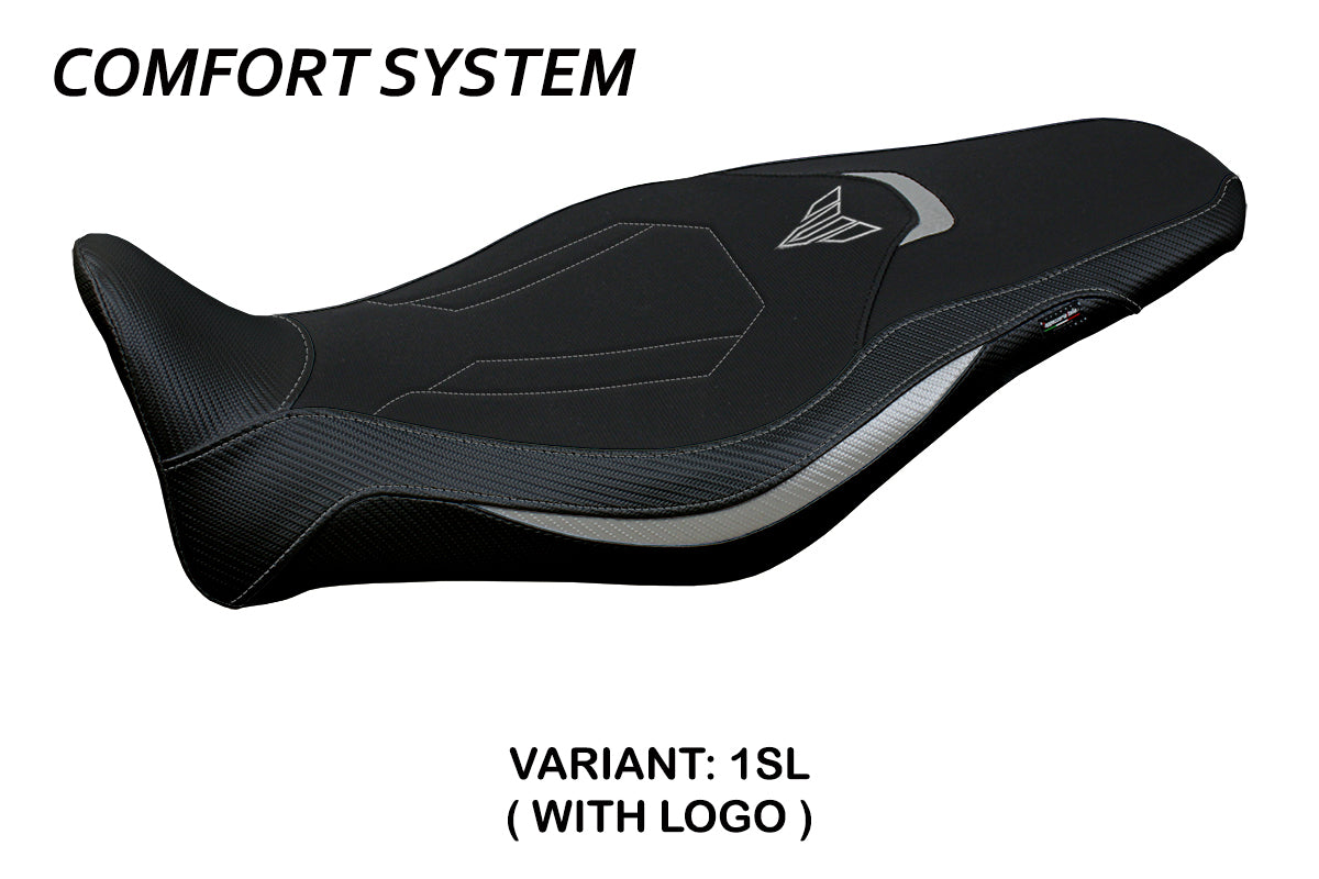 Funda de asiento Yamaha MT-09 FZ09 2021-2023 Tappezzeria Italia TPZ Comfort en plata y negro