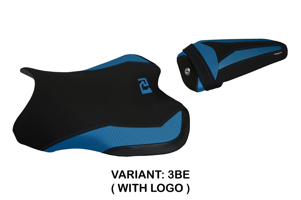 Funda de asiento Yamaha YZF R1 2015-2025 Tappezzeria Italia TPZ en azul y negro