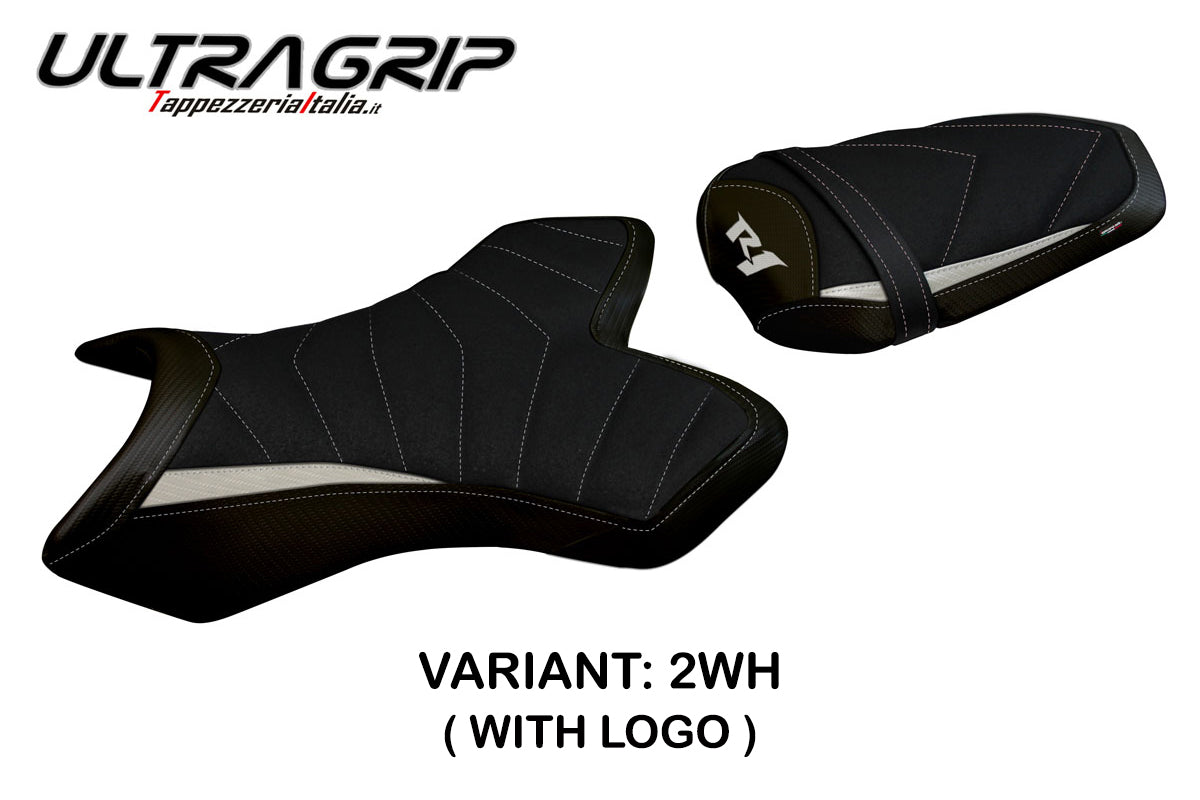 Funda de asiento Yamaha YZF R1 2004-2006 Tappezzeria Italia TPZ Ultragrip en blanco y negro