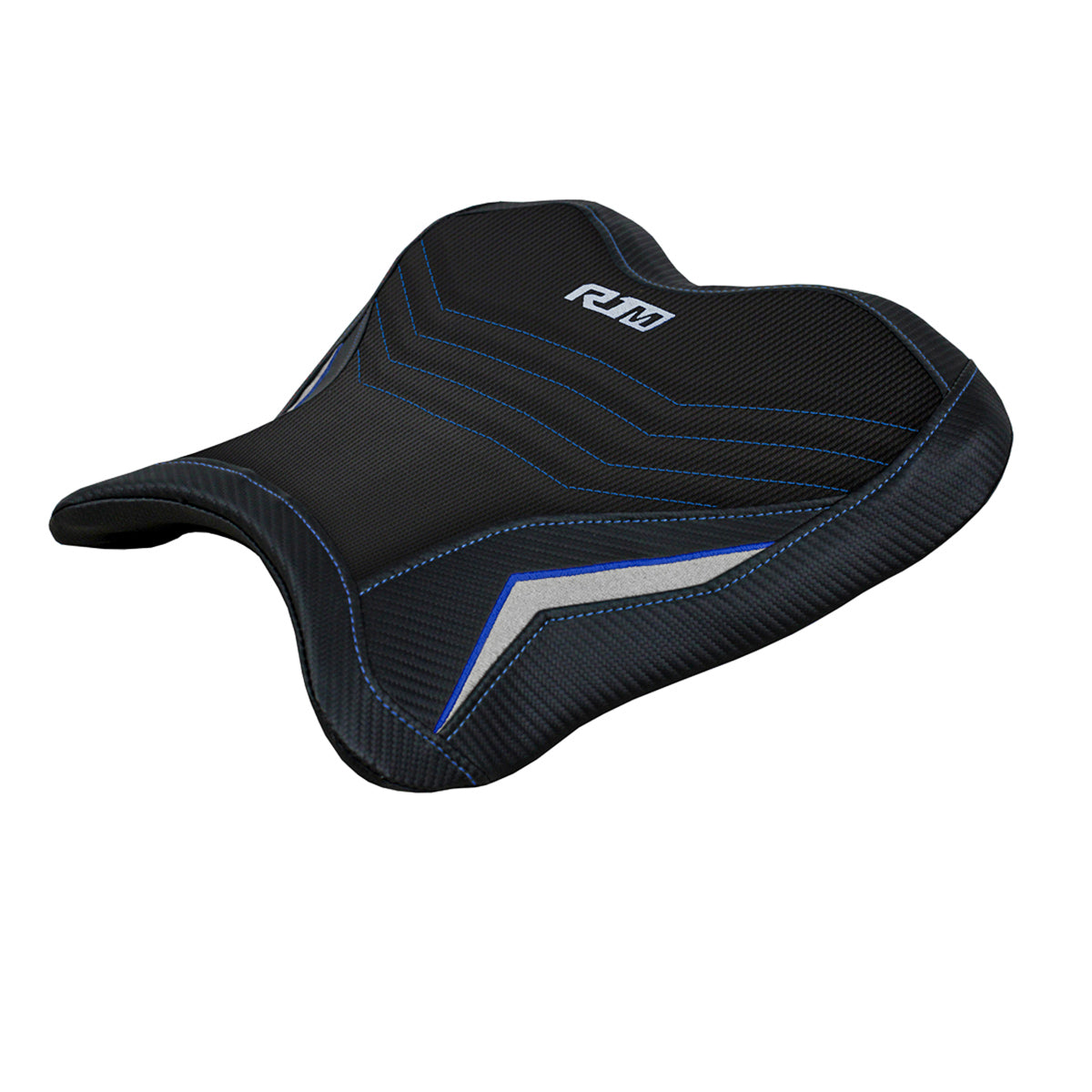 Funda para asiento de piloto Yamaha YZF R1M 2015-2025 Tappezzeria Italia TPZ Comfort en azul y plata