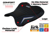 Funda para asiento de piloto Yamaha YZF R1M 2015-2025 Tappezzeria Italia TPZ Comfort en azul y plata