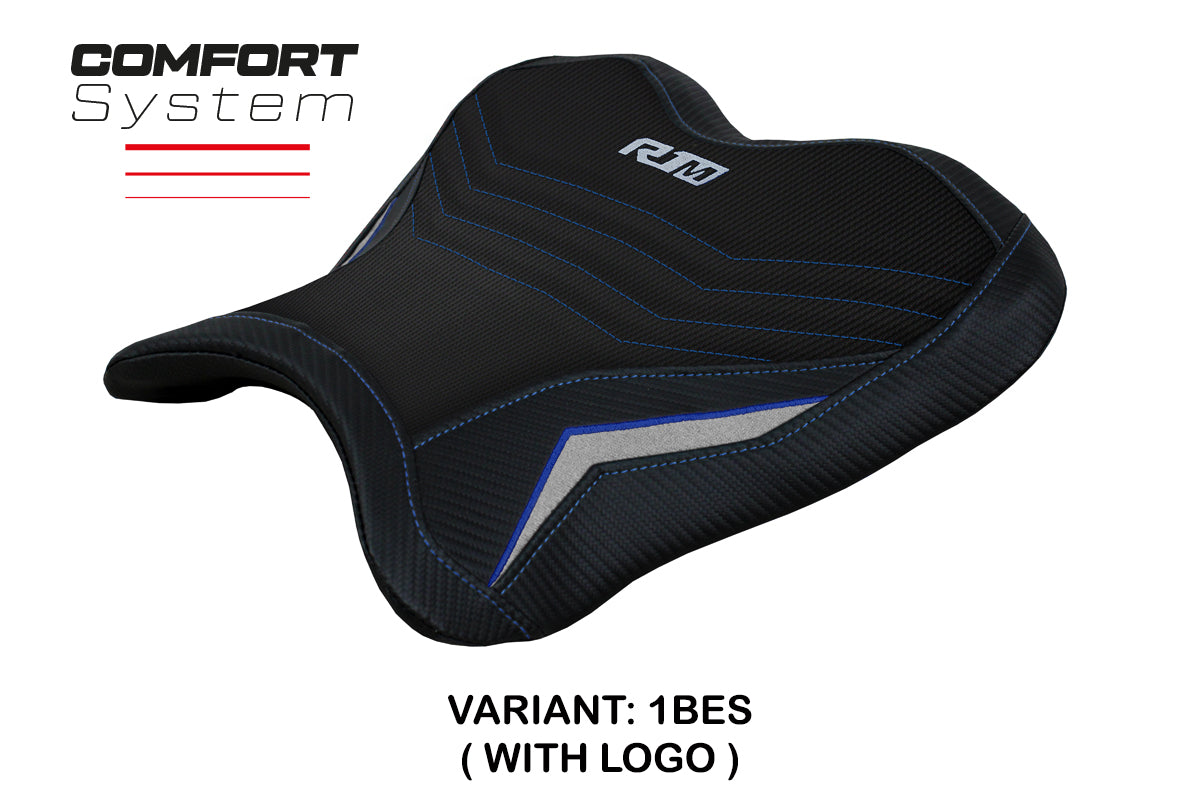 Funda para asiento de piloto Yamaha YZF R1M 2015-2025 Tappezzeria Italia TPZ Comfort en azul y plata