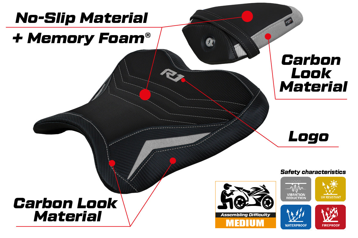 Yamaha YZF R1 2015-2025 Seat Cover Tappezzeria Italia TPZ Comfort in Silver
