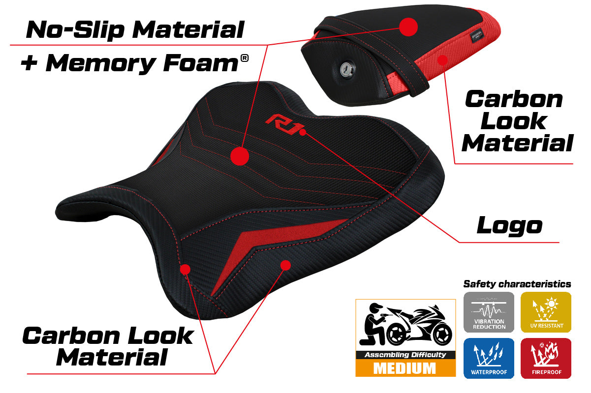 Funda de asiento Yamaha YZF R1 2015-2025 Tappezzeria Italia TPZ Comfort en rojo