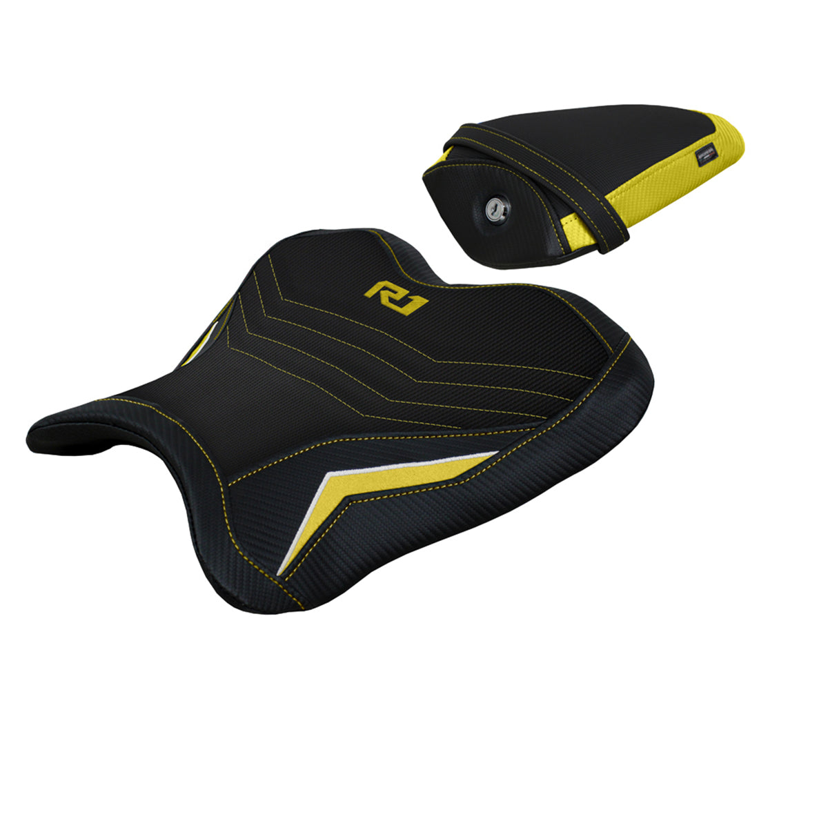 Funda de asiento Yamaha YZF R1 2015-2025 Tappezzeria Italia TPZ Comfort en amarillo y blanco SE