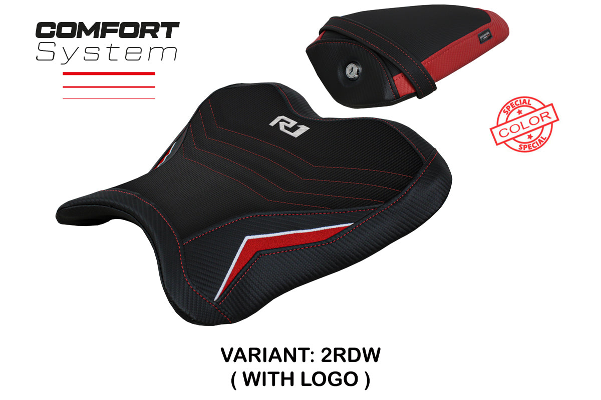 Funda de asiento Yamaha YZF R1 2015-2025 Tappezzeria Italia TPZ Comfort en rojo y blanco SE