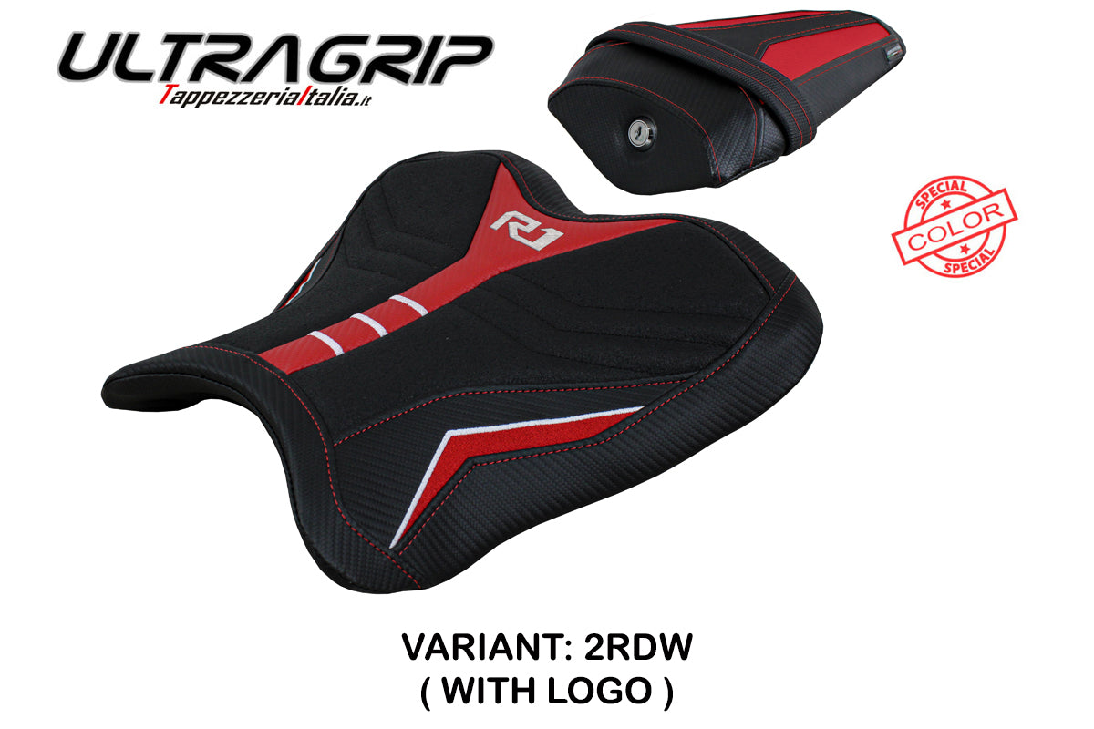 Funda de asiento Yamaha YZF R1 2015-2025 Tappezzeria Italia TPZ Ultragrip en rojo y blanco SE