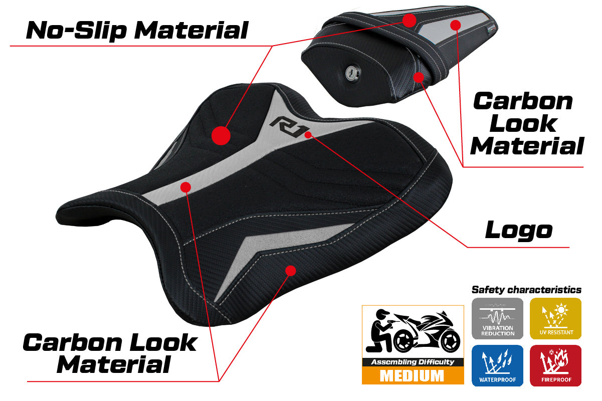 Yamaha YZF R1 2015-2025 Seat Cover Tappezzeria Italia TPZ Ultragrip in Silver