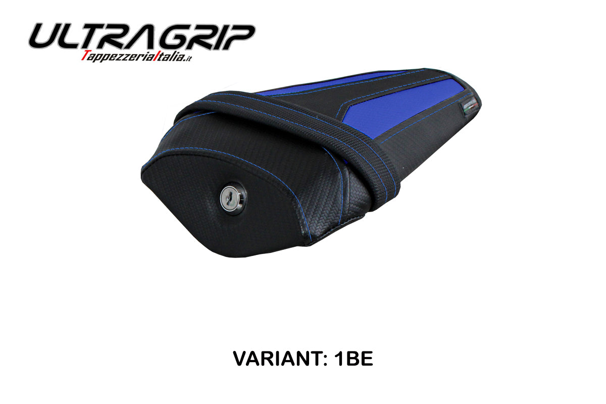 Yamaha YZF R1M 2015-2025 Rear Seat Cover Tappezzeria Italia TPZ Ultragrip in Blue and Black