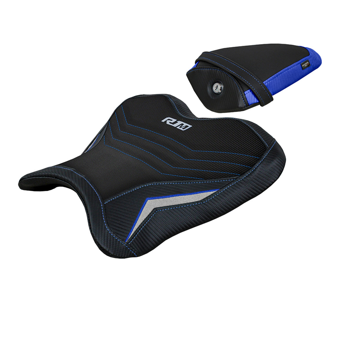 Funda de asiento Yamaha YZF R1M 2015-2025 Tappezzeria Italia TPZ Comfort en azul y plata