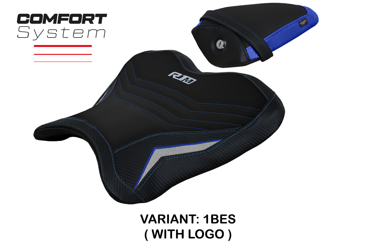 Funda de asiento Yamaha YZF R1M 2015-2025 Tappezzeria Italia TPZ Comfort en azul y plata