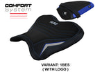 Funda de asiento Yamaha YZF R1M 2015-2025 Tappezzeria Italia TPZ Comfort en azul y plata