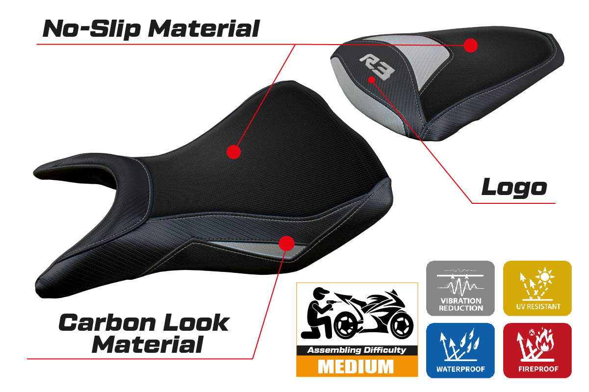 Yamaha YZF R3 2015-2024 Seat Cover Tappezzeria Italia TPZ in Silver