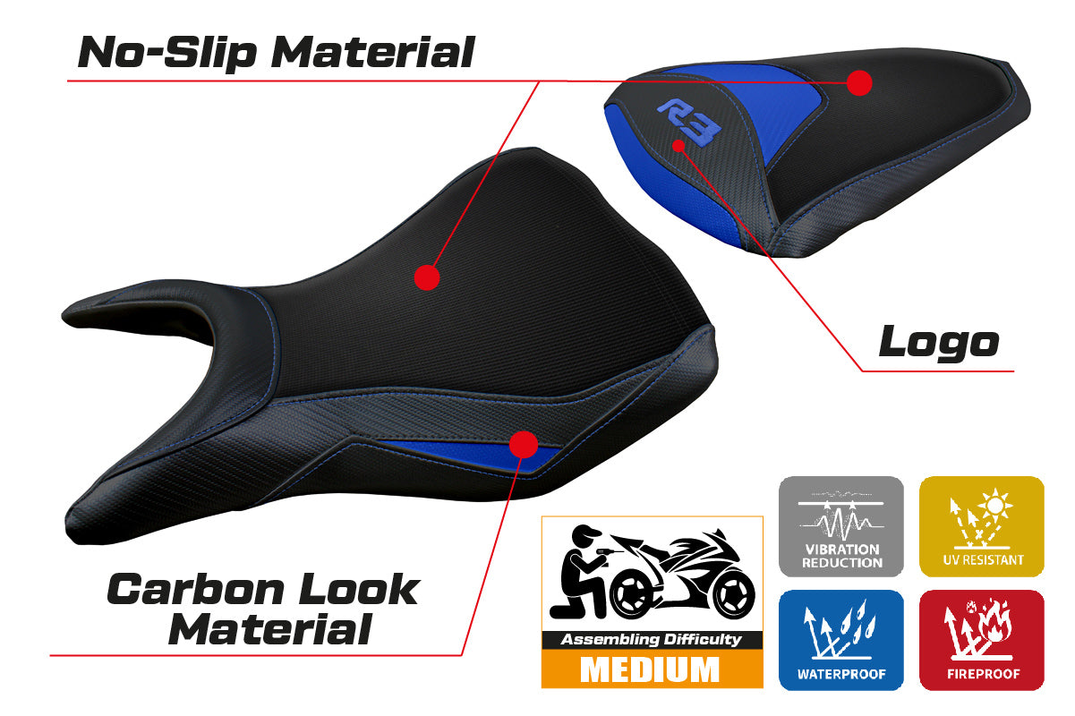 Yamaha YZF R3 2015-2024 Seat Cover Tappezzeria Italia TPZ in Blue