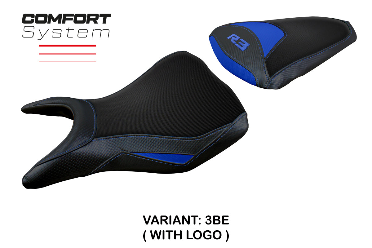 Yamaha YZF R3 2015-2024 Seat Cover from Tappezzeria Italia TPZ Comfort in Blue
