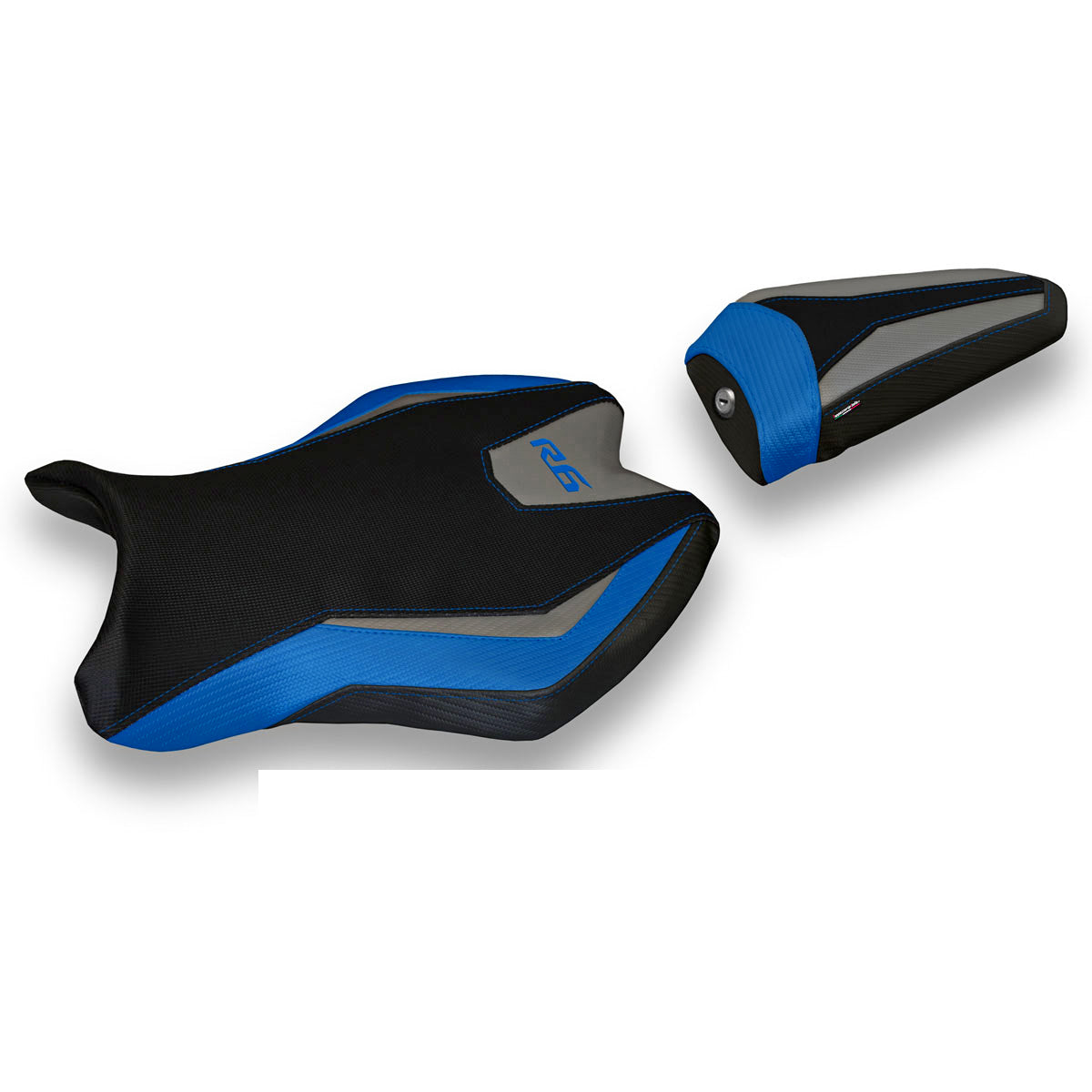 Funda de asiento Yamaha YZF R6 2017-2025 Tappezzeria Italia TPZ en azul y gris SE