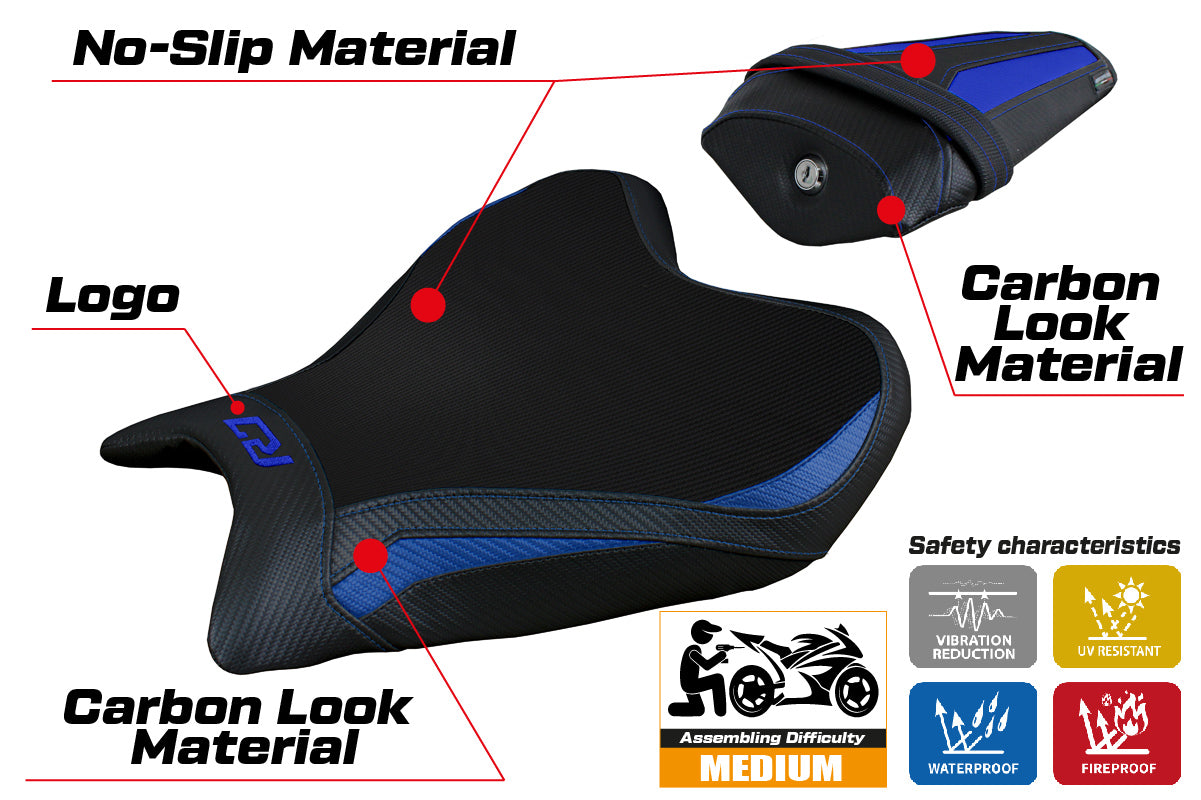 Yamaha YZF R7 2021-2025 Seat Cover Tappezzeria Italia TPZ Blue and Black