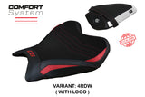 Funda de asiento Yamaha YZF R7 2021-2025 Tappezzeria Italia TPZ Comfort en rojo, blanco y negro SE