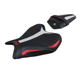 Funda de asiento Yamaha YZF R7 2021-2025 Tappezzeria Italia TPZ Ultragrip en rojo, blanco y negro SE