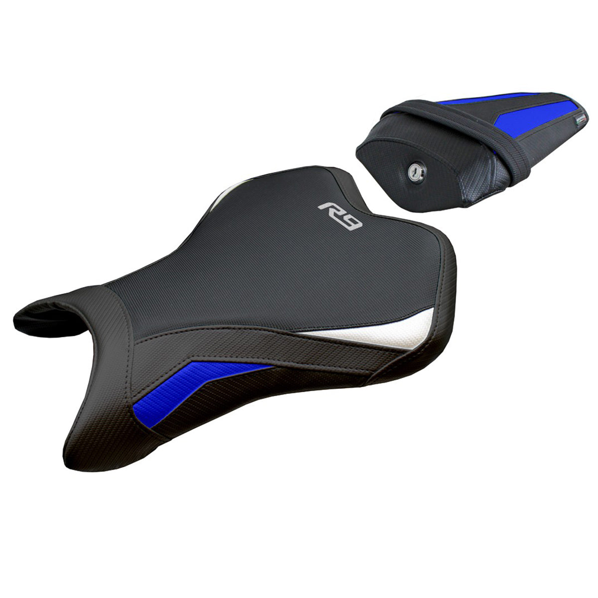 Funda de asiento Yamaha R9 2025 Tappezzeria Italia TPZ Azul Blanco Negro