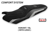 Funda de asiento Yamaha T-Max 530 560 2017-2021 Tappezzeria Italia TPZ Comfort en terciopelo plateado