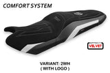 Funda de asiento Yamaha T-Max 530 560 2017-2021 Tappezzeria Italia TPZ Comfort en terciopelo blanco