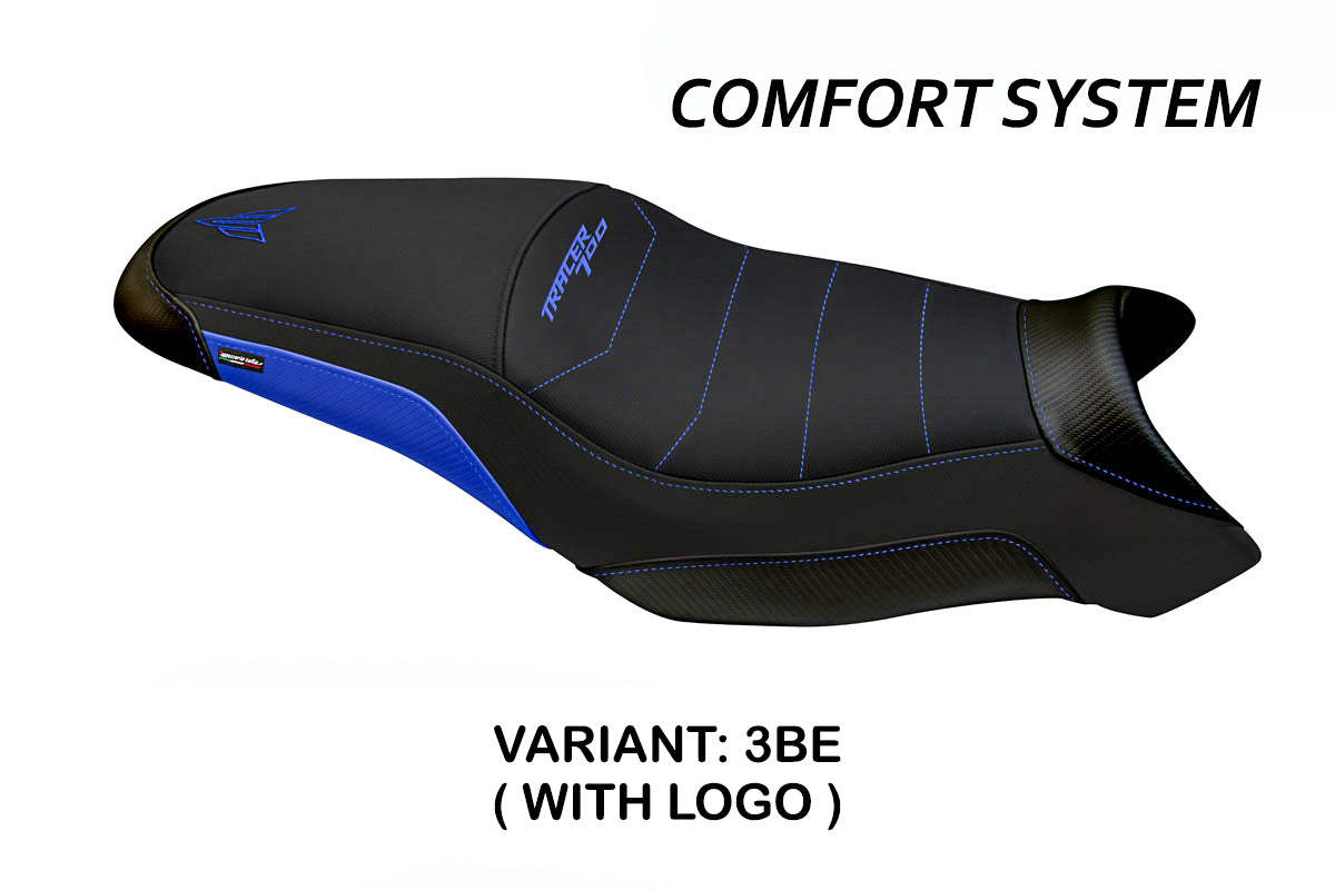 Funda de asiento Yamaha Tracer 700 2021-2025 Tappezzeria Italia TPZ Comfort en azul y negro