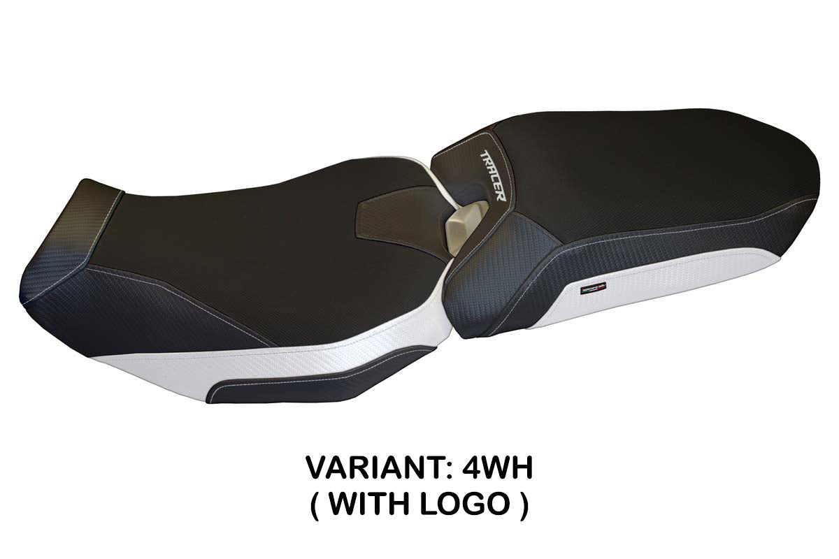 Funda de asiento para Yamaha Tracer 900 2018-2020 Tappezzeria Italia TPZ en blanco y negro