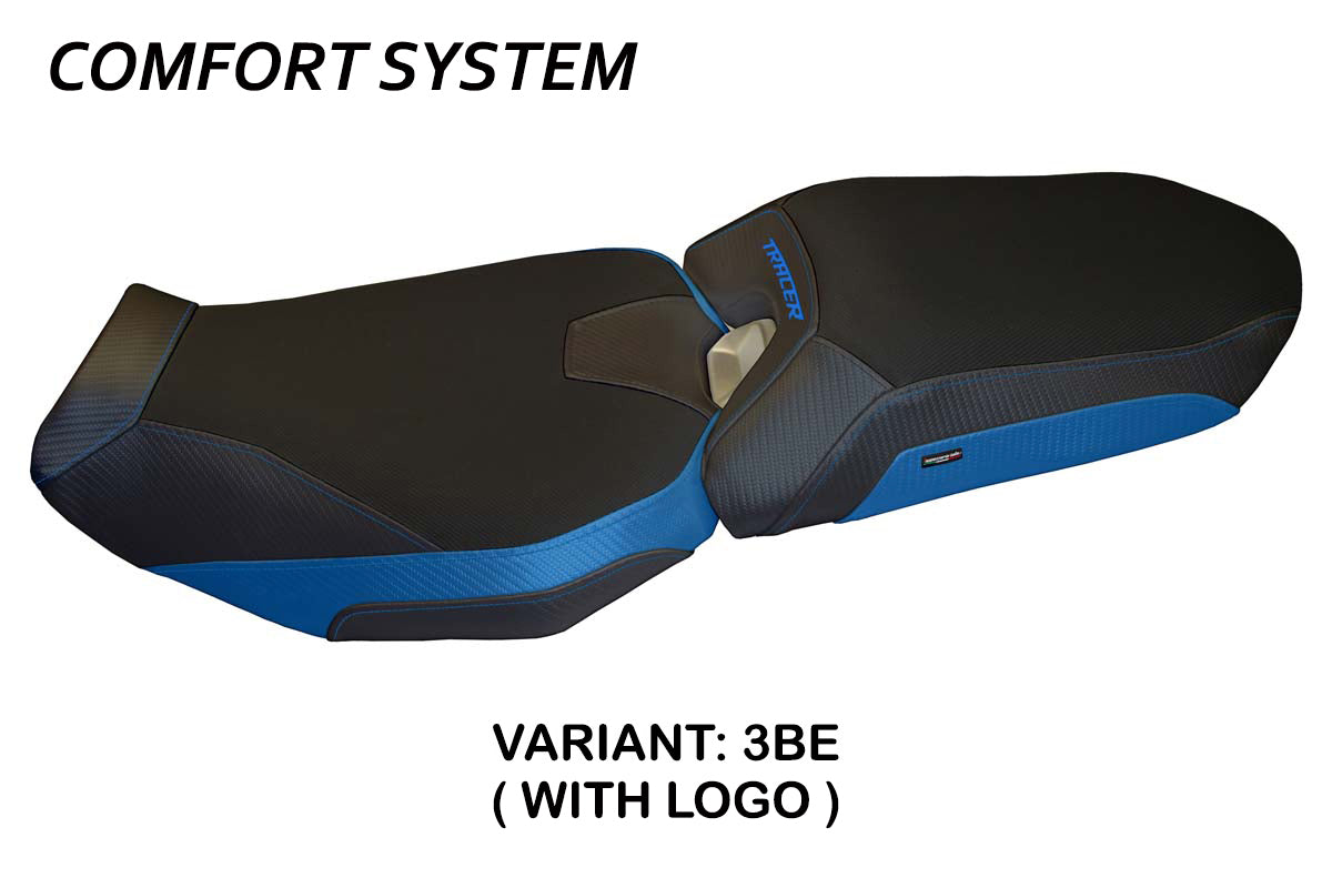 Funda de asiento Yamaha Tracer 900 2018-2020 Tappezzeria Italia TPZ Comfort en azul y negro