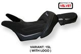 Funda de asiento Yamaha V-Max 1700 2008-2017 Tappezzeria Italia TPZ en terciopelo plateado y negro