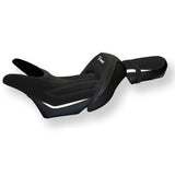 Funda de asiento Yamaha V-Max 1700 2008-2017 Tappezzeria Italia TPZ en terciopelo blanco y negro