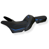 Funda de asiento Yamaha V-Max 1700 2008-2017 Tappezzeria Italia TPZ en azul terciopelo y negro