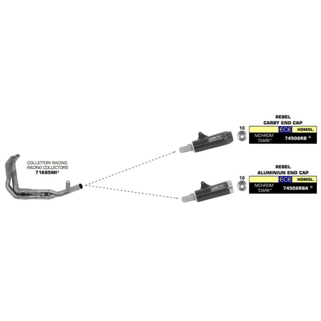 Colectores Arrow Kawasaki Z900RS 2018-2024 de acero inoxidable sin catalizador para silenciadores originales y Arrow 71685mi