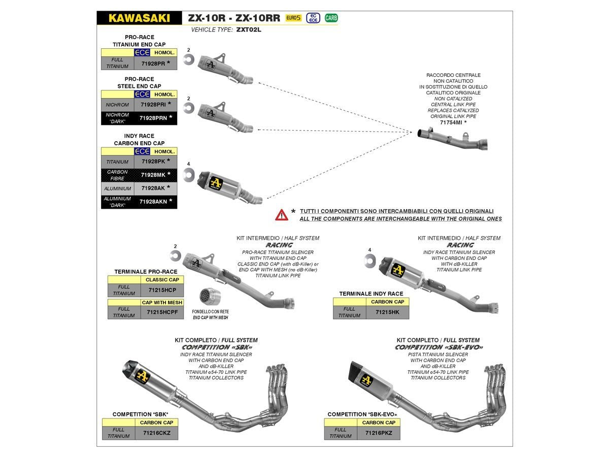 Arrow Racing Titanium Half System With Indy Race Silencer Kawasaki