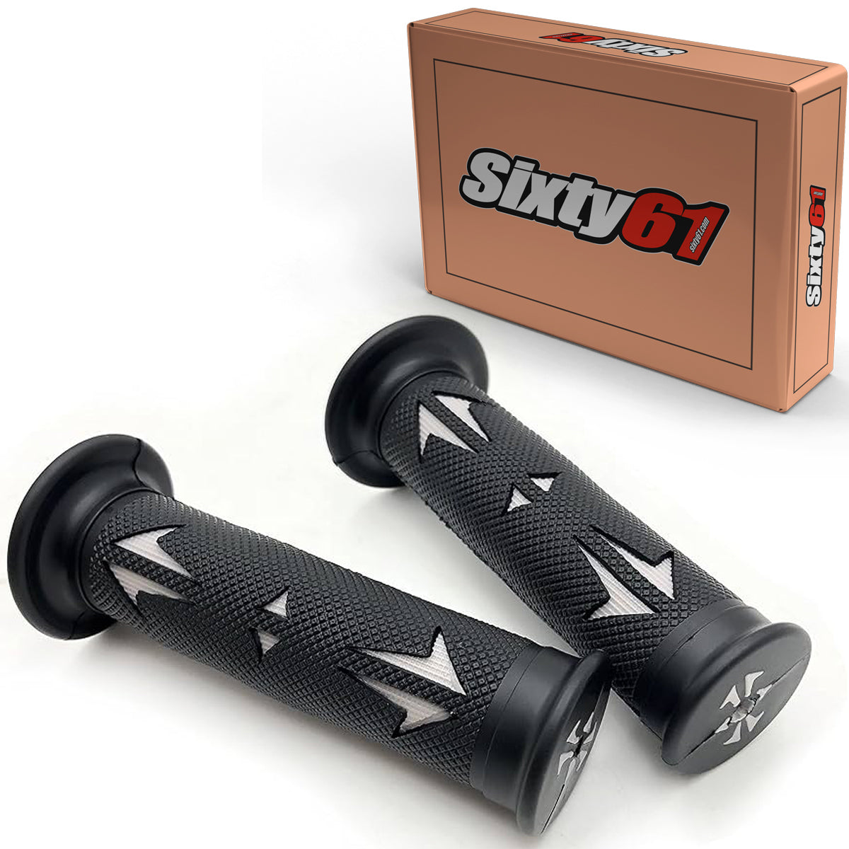 Kawasaki Gray Ninja Rubber Grips with Closed Ends