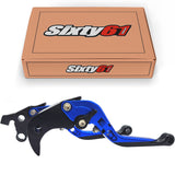 Kawasaki Blue Brake & Clutch Levers, Adjustable Sliding Folding